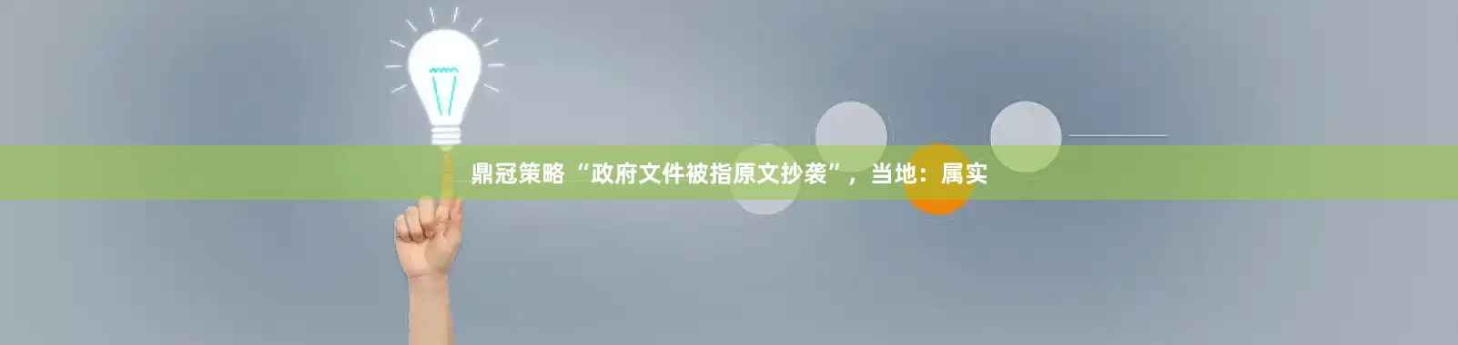 鼎冠策略 “政府文件被指原文抄袭”，当地：属实